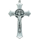 3 Inch Silver-Tone Flared St. Benedict Pendant Crucifix