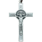 3 Inch Silver-Tone St. Benedict Pendant Crucifix