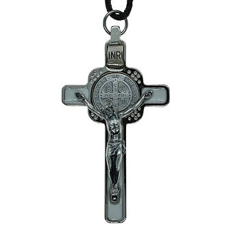 3 Inch White Enamel St. Benedict Crucifix