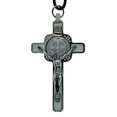 3 Inch White Enamel St. Benedict Pendant Crucifix