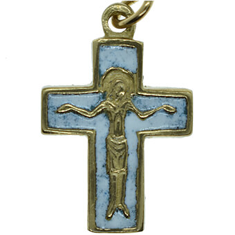 Bronze and Blue Enamel Crucifix