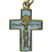 7/8 Inch Bronze Enamel Pendant Crucifix