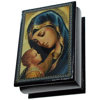 Blue Madonna Rosary Box