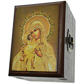 Golden Madonna Rosary Box