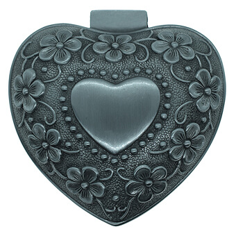 Metal Heart Rosary Box