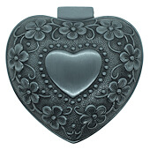 Metal Heart Rosary Box