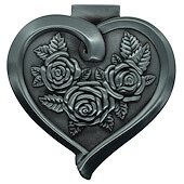 Metal Heart with Roses Rosary Box