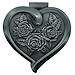 Outside view of Metal Heart with Roses Rosary Box