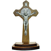 Wood St. Benedict Standing Crucifix