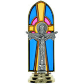 Holy Trinity<br>Stained Glass Standing Crucifix