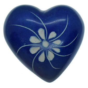 Blue Stone Heart Carving