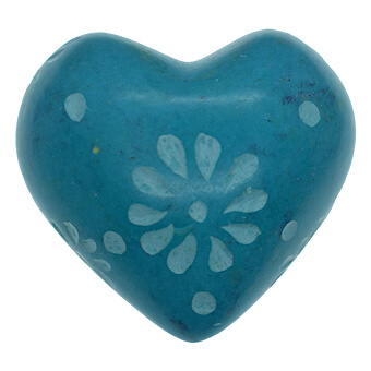 Cyan Stone Heart Carving