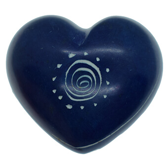 Dark Blue Stone Heart Carving