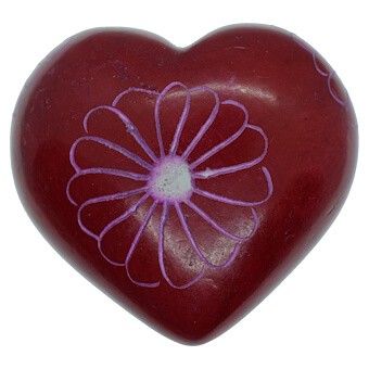 Red Stone Heart Carving