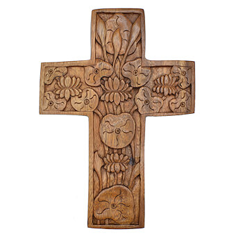 Carved Lotus Cross