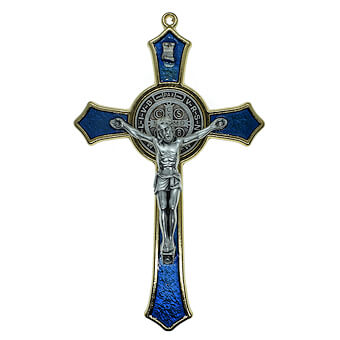 4 1/2 Inch Blue Enamel St. Benedict