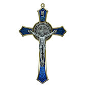 4 1/2 Inch Blue Enamel St. Benedict Crucifix