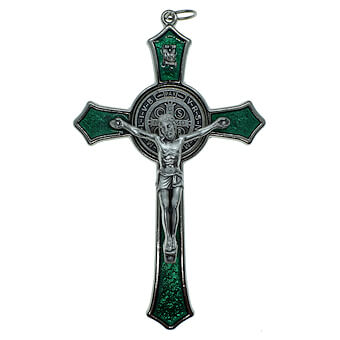 4 1/2 Inch Green Enamel St. Benedict