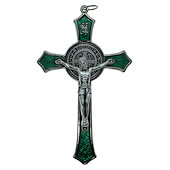 4 1/2 Inch Green Enamel St. Benedict Crucifix