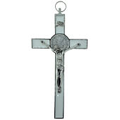 7 Inch White Enamel St. Benedict Crucifix