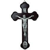 Cherry Wood Miraculous Medal Crucifix